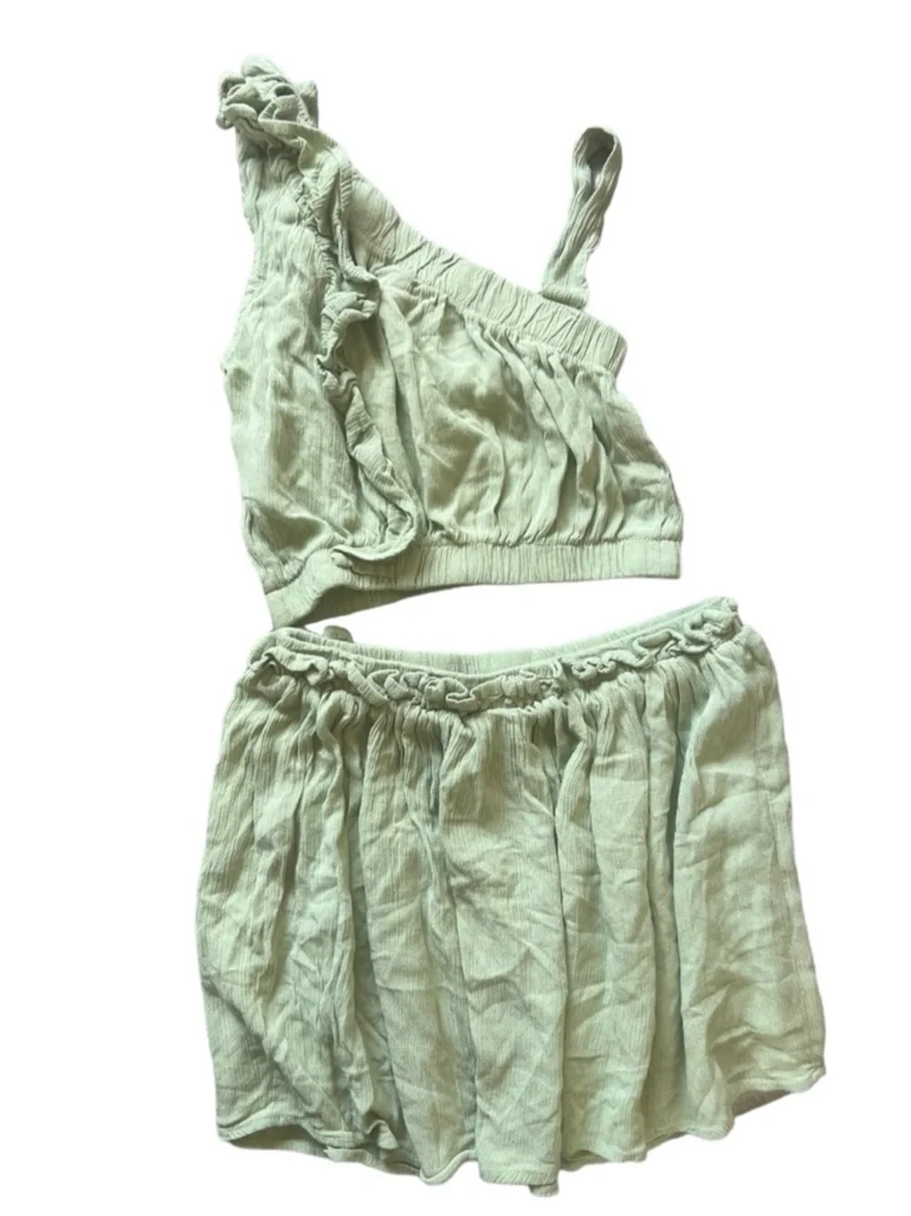 Vince Camuto Girls Mint Green 2-Piece Crop Top Skirt Outfit | 6X